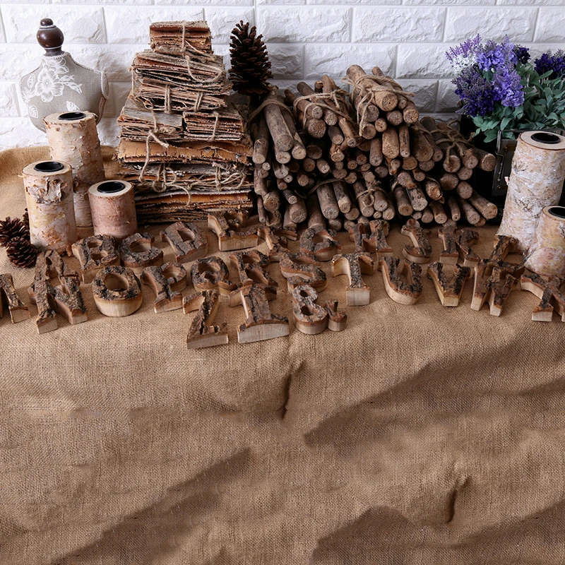 

1Pcs Retro Solid Wood English Alphabet Creative Bark Solid Wood Birch Material English Alphabet Retro Hot DIY Home Decoration
