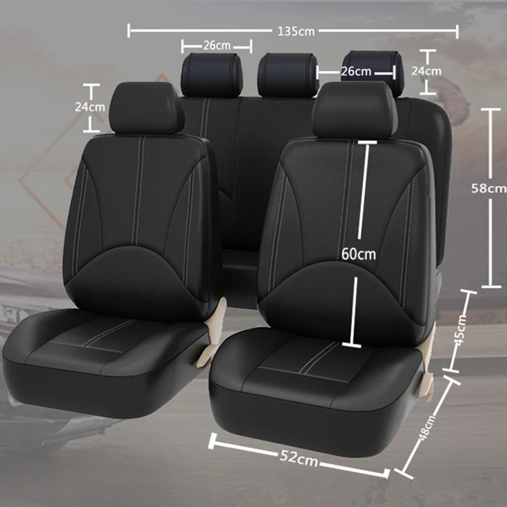 

Universal 11Pcs Luxury Car Seat Covers Front +Back Seat Black Scratch proof Four Seasons Bottoms PU Leather Protectors