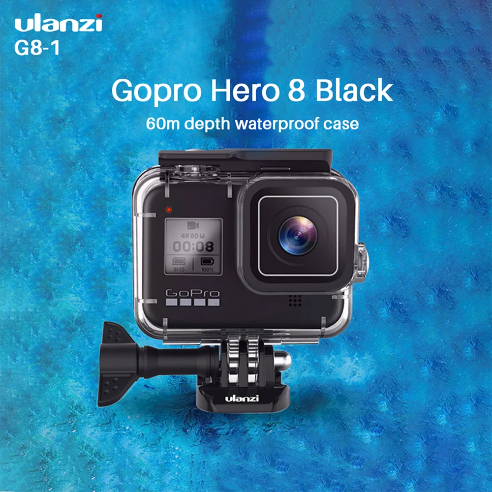 

Ulanzi G8-1 Diving Case Waterproof 60M Dive Swim Case Cage for Gopro Black 8 Original Microphone Adapter for Gopro