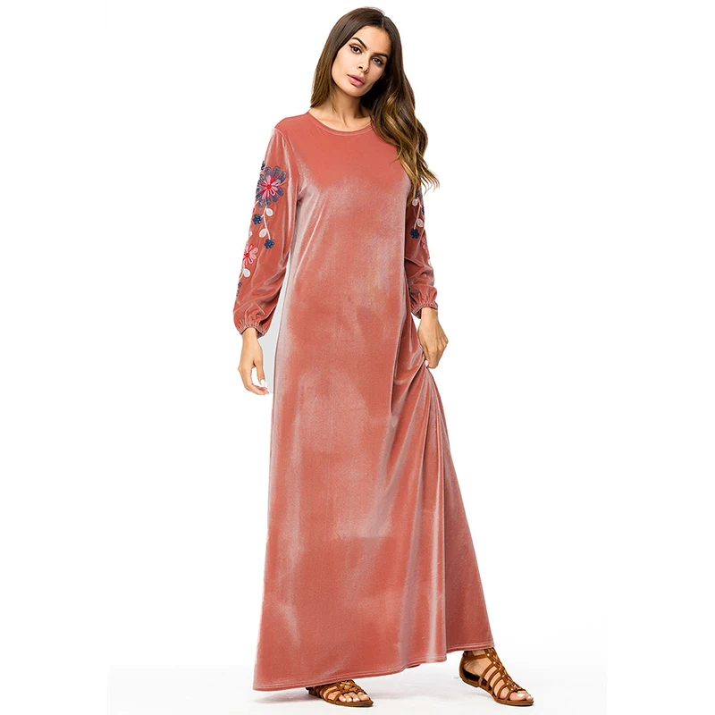 Мусульманское простое вышитое модное элегантное платье Ближний Восток сшивание