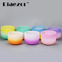 diaezor 6 12 candy colored energy set 7 pcs singing chakra gradient frosted quartz bowl for meditation sound healing bowl