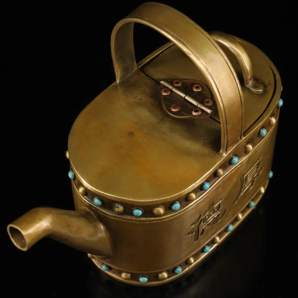 

wedding decoration Tibet's old bronzes are hand-crafted with hand-embedded gemstones and painted with handwriting kettle