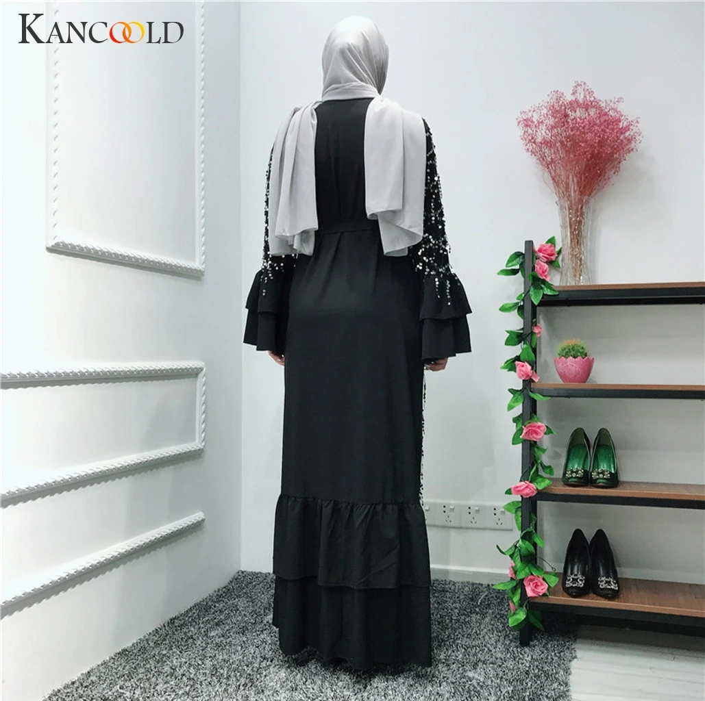 KANCOOLD мусульманский кардиган с пайетками на Ближнем Востоке модное платье