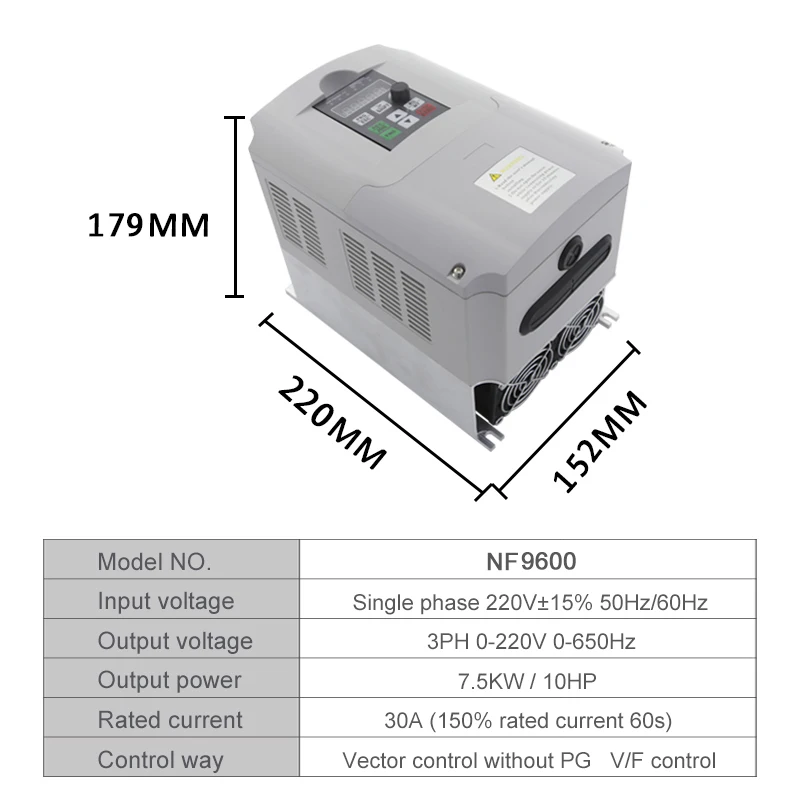 Frequency Inverter, Durable Low noise Variable Frequency 400Hz VFD 5.5Kw 3HP Overloaded Vector Motor Drive VFD 3Phase 380V