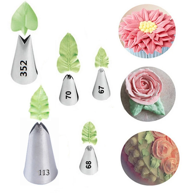 5 шт./компл. лист наконечник Трубопроводы Насадка для пирожных Нержавеющая сталь