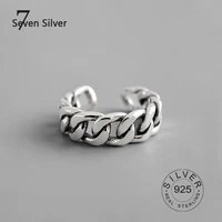 real 925 sterling silver finger rings for women hollow out chain trendy fine jewelry large adjustable antique rings anillos