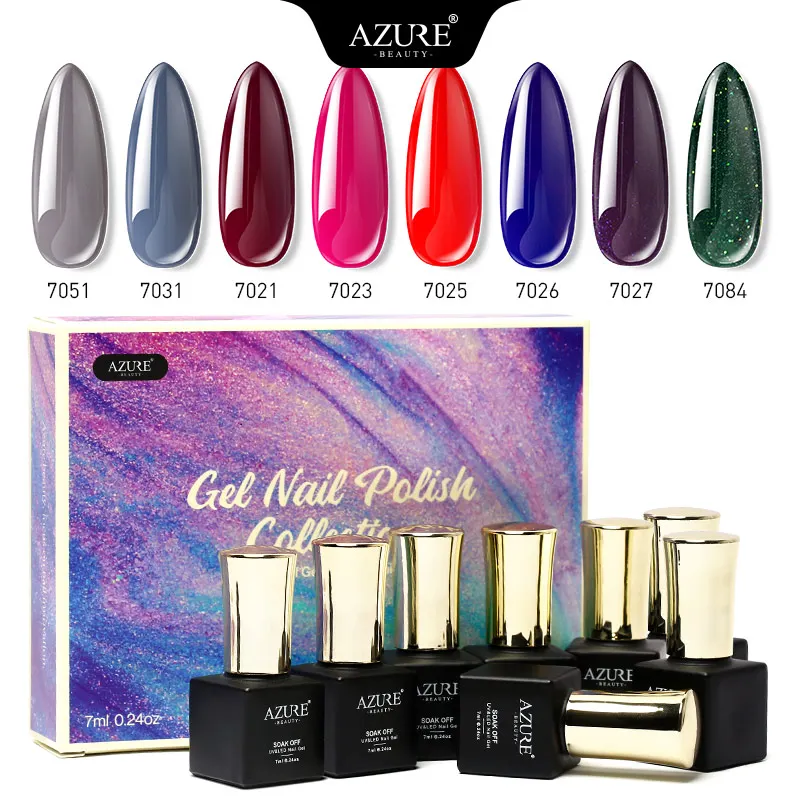 Azure beauty 8 шт./лот гель для ногтей стойкий блеск УФ лак эмаль впитывается базовый