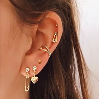 popular personality alloy womens pin love heart pendant earrings set