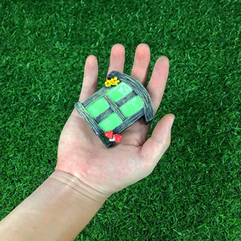 

H051 Miniature Fairy Gnome Home Door Windows for Trees Yard Art Garden Sculpture Decoration Easter Outdoor Ornaments