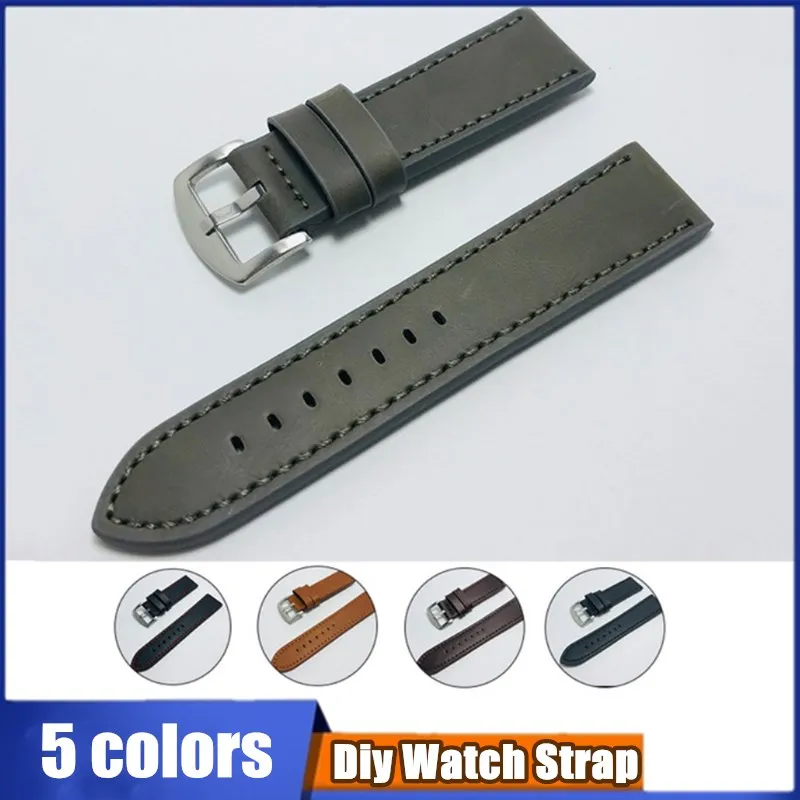 

5 Colors Oil Leather Watchbands 18/20/22/24mm For Women For Men Durable General Universal Watch Strap