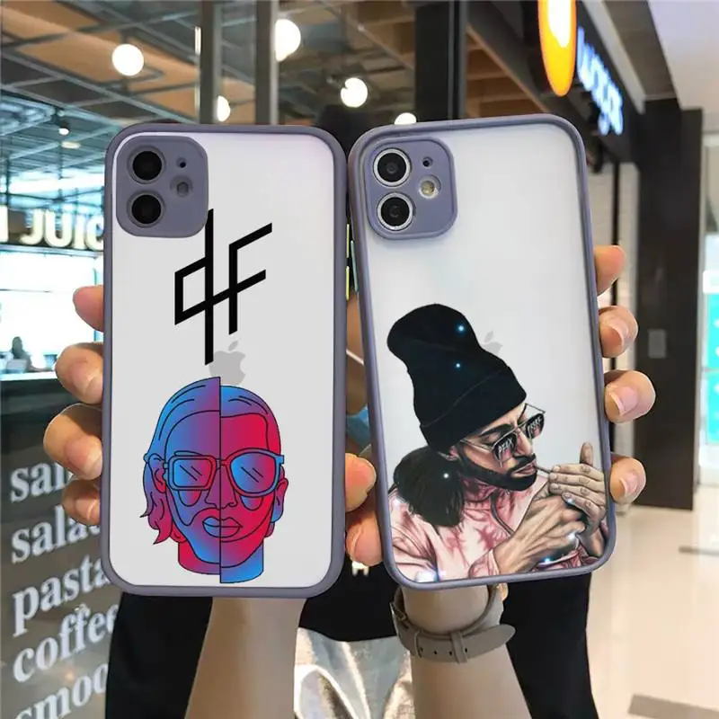 

PNL QLF Rapper Phone Case For iPhone 12 11 Mini Pro XR XS Max 7 8 Plus X Matte transparent Gray Back Cover