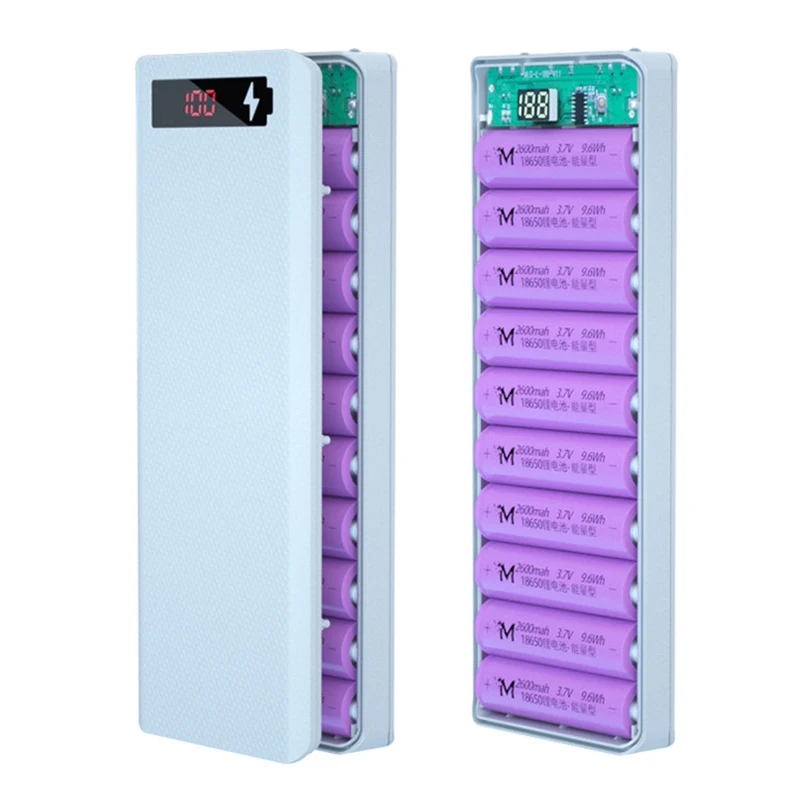 

Dual USB Power Bank Case Mobile Phone Fast Charger Storage DIY Digital Display Shell 10*18650 Battery Holder Charging Box