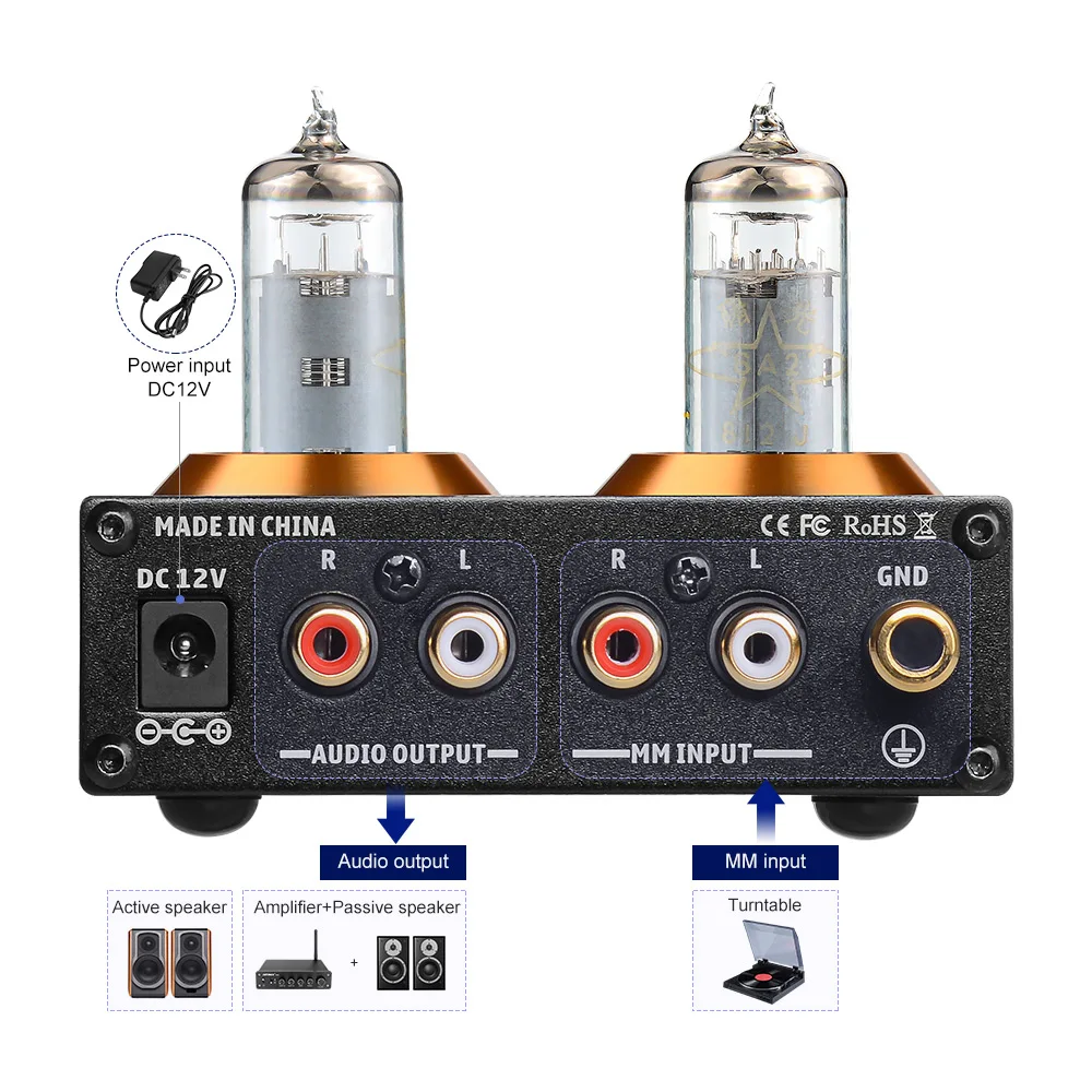 AIYIMA Hi-Fi вакуумный 6A2 туба проигрыватель Phono предусилитель стерео фонограф