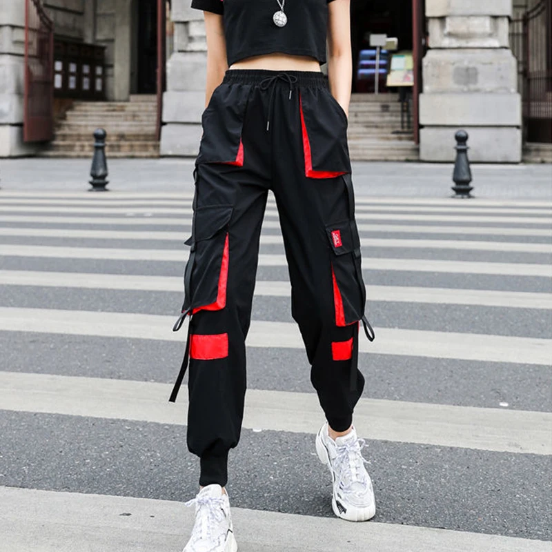 

Комбинезон женский с высокой талией, Свободные повседневные брюки-карго в Корейском стиле, модная уличная одежда в стиле хип-хоп, на лето