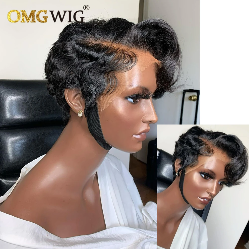 Короткие парики Omg на сетке парик с вырезом фея бразильский прямой спереди