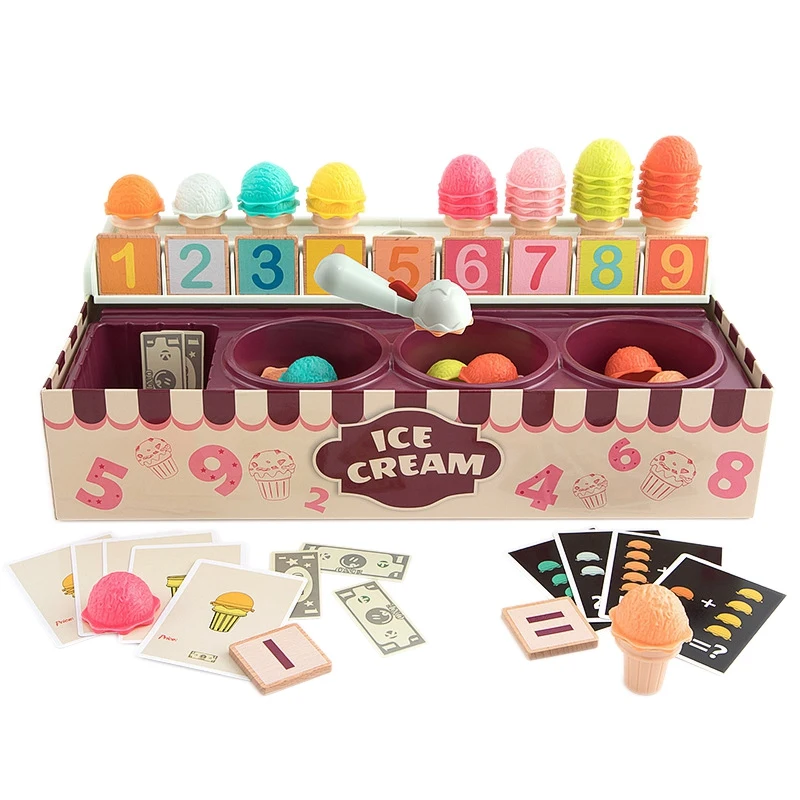 

Children Learning and Educational Toys Math and Logic Multicolor Number Cognitive Ice Cream Box for Preschool Kids