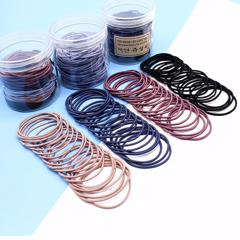 100 шт./компл. эластичные резинки для волос одноцветные девушек держатель конского