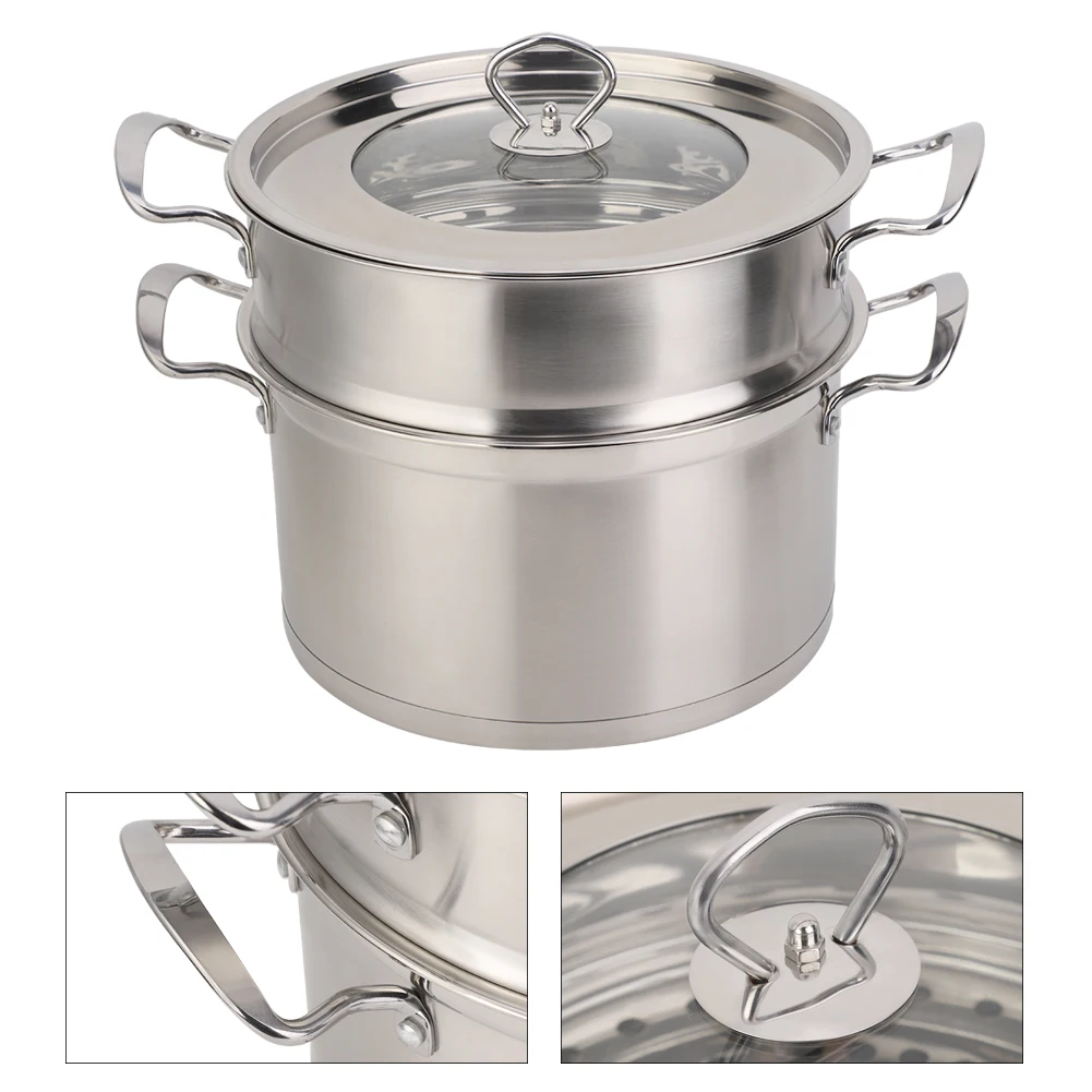 

Stainless Steel Double Layer Food Steamer Pot Three-Layer Composite Bottom Stockpot Cookware Household Cooking Tool