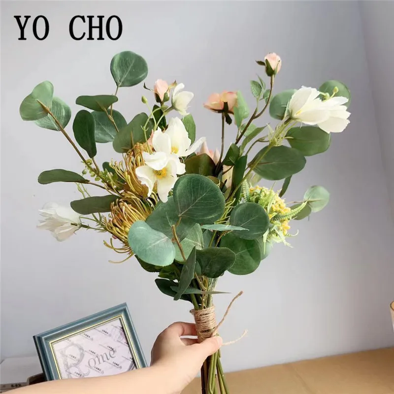 YO CHO букет из искусственных шелковых цветов Protea Cynaroides смешанных больших сделай