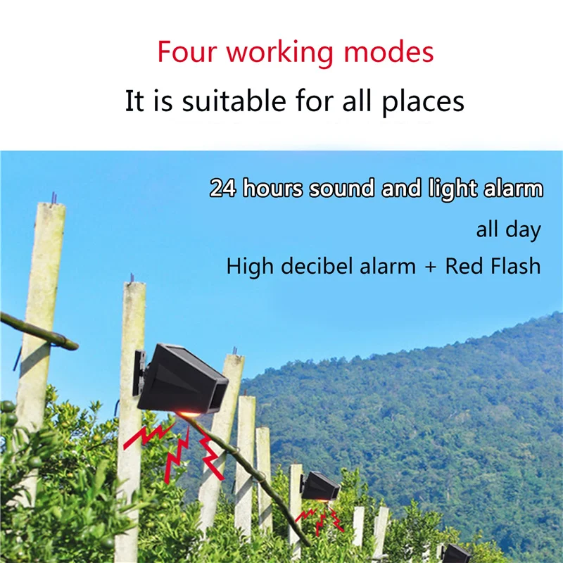 

Outdoor Waterproof Solar Alarm, 360\u00b0 Rotating Security Flash Light with Motion Detector, Remote Controller