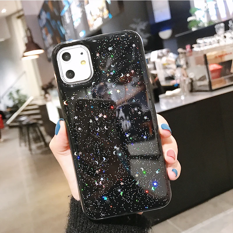 Блестящий блестящий чехол для iPhone 11 Pro Max XR X XS 7 8 Plus SE 2 2020 прозрачный телефона