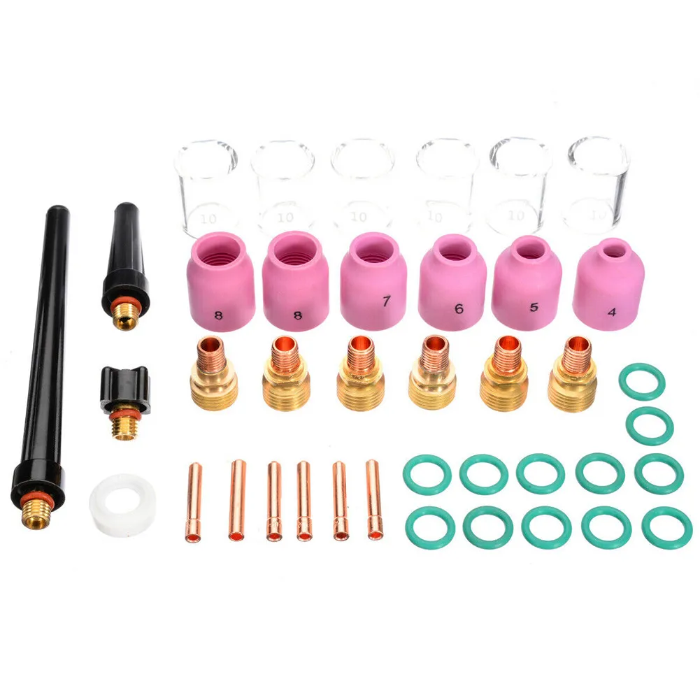 

40 Pcs TIG Welding Torch Collet Gas Gun Lens Pyrex Glass Cup Kit For WP-9/20/25 Soldering Equipment Accessories