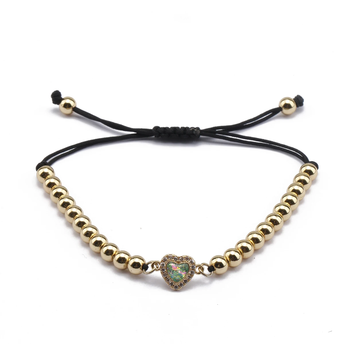 Женский браслет с подвеской в виде сердца золотым покрытием и вставкой из