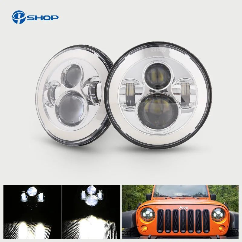 Круглые фары с ангельскими глазками для Lada 4x4 urban на ниву 7 дюймов Jeep Wrangler Hummer Land rover