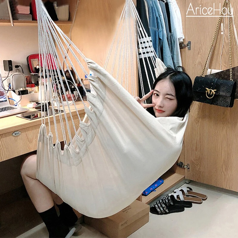 

Dormitory Hammock Chair Swing Hanging Rope Chair Lazy Swing Rocking Chair Outdoor Indoor Garden Hammocks Single Safety Chair