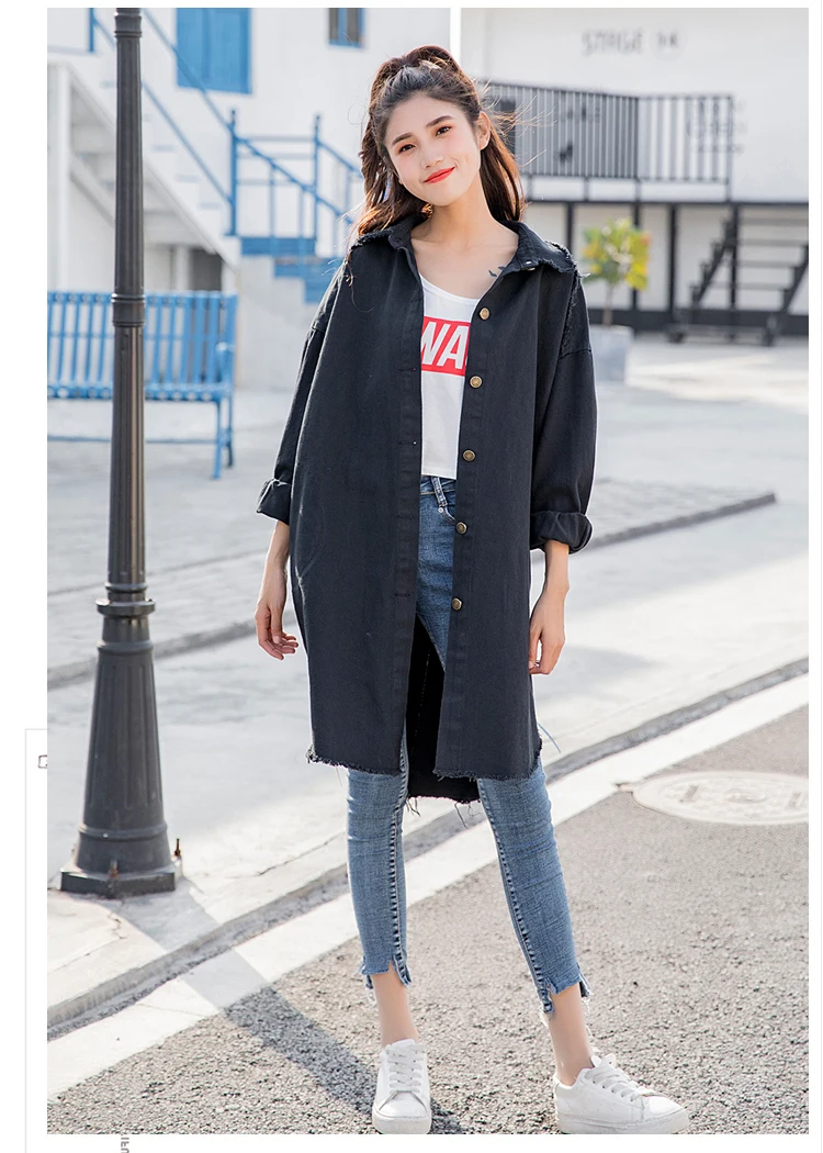 Boyfriend Casual Denim Jacket Woman Loose Coat Vintage Pattern Korea Print Windbreaker Chaqueta Mujer Harajuku Befree Vadim