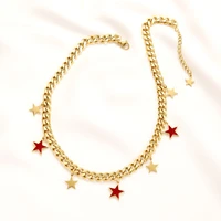star choker necklace womenpunk stainless steel curb cuban link chain necklace iced out rapper hiphop grunge jewelry