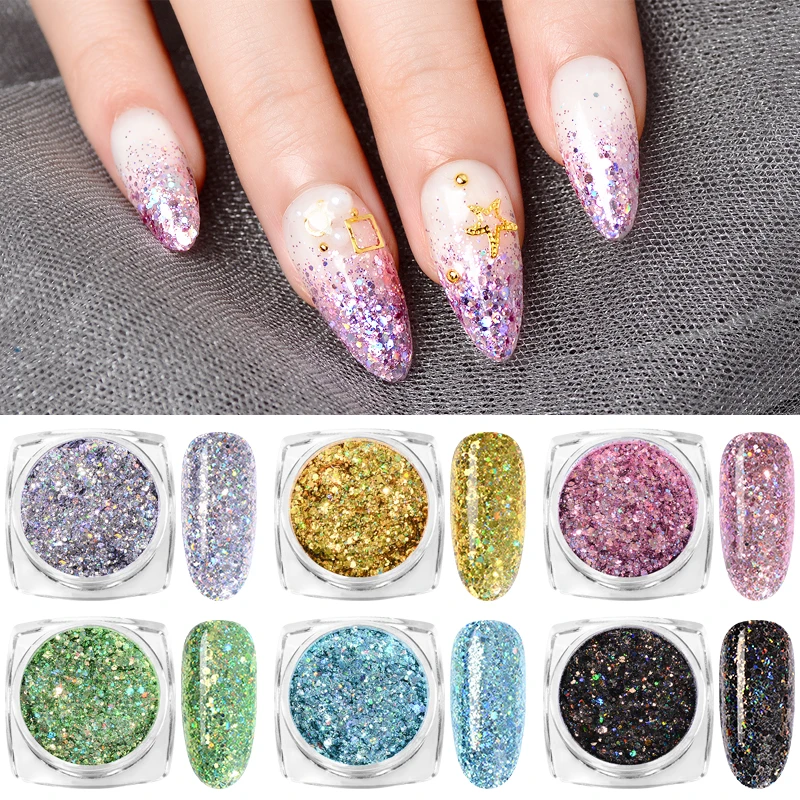 1 коробка Блестящий лак для ногтей блестки 12 цветов УФ гель украшение красочный