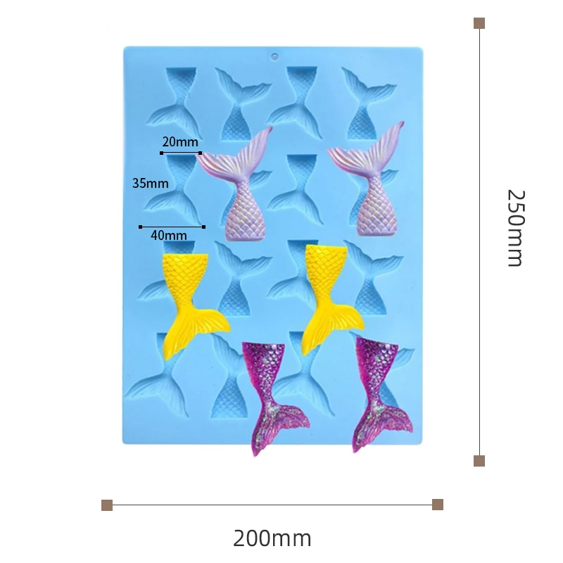Силиконовая мини форма для хвоста русалки помадные формы торта шоколадная глина