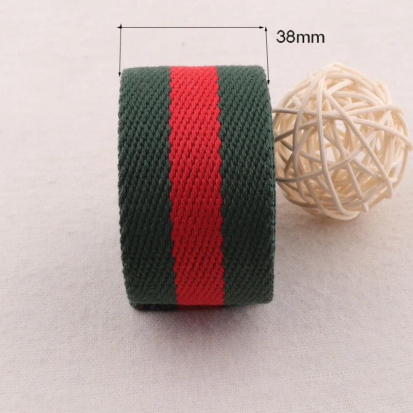 38 мм хлопковый тканый красно-зеленые полосатые Саржевые тяжелые сумки кошельки с