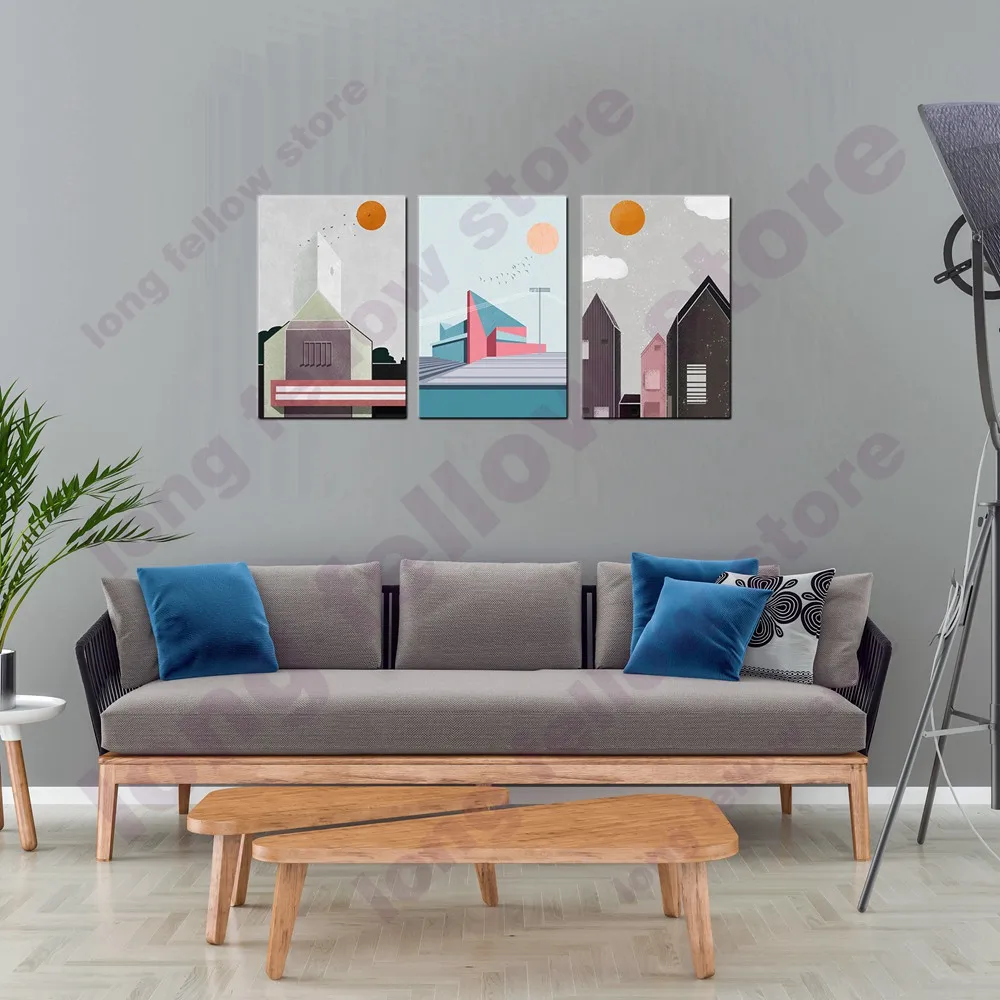 Настенная картина с цветными оленями и розовыми цветами для гостиной офиса лобби