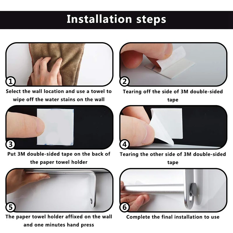 Self Adhesive &amp Wall Mount Paper Towel Holder Dispenser Kitchen Tissue Stand Under Cabinet-Silver | Обустройство дома