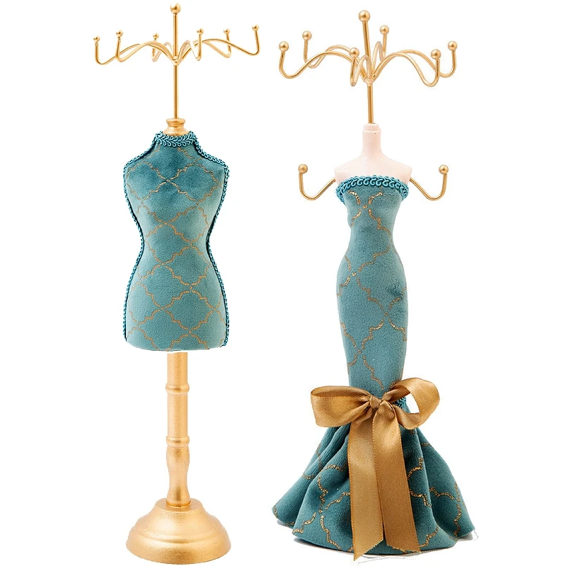 

2x Personality Peacock Blue Bronzing Bracelet Necklace Jewelry Storage Display Rack Wedding Gift Window Display A & B