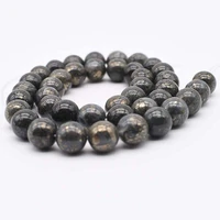 10 mm smooth round iron pyrite loose beads natural stone beads diy necklace pendant earring jewelry production free delivery