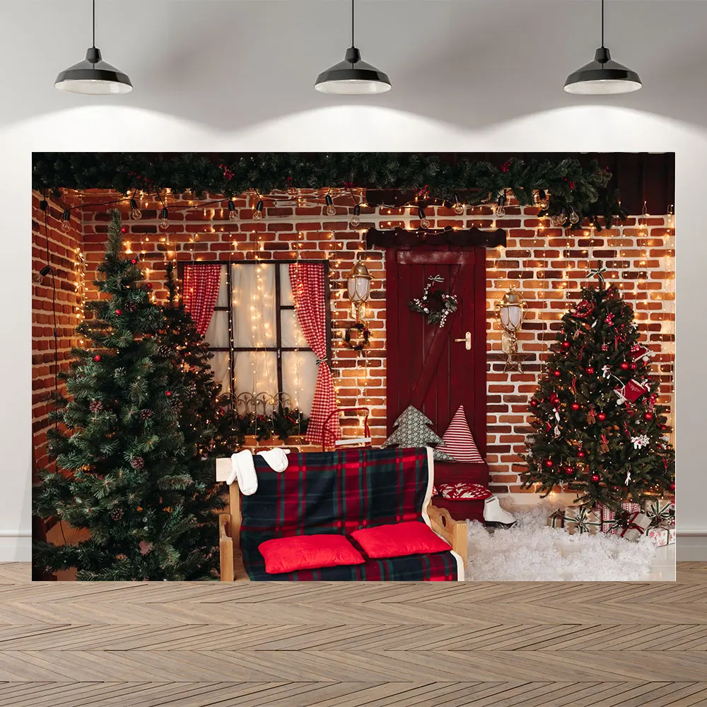

NeoBack Christmas Tree Snow Outdoor Couch House Photography Background New Year Photographic Backdrops Banner Photo Studio