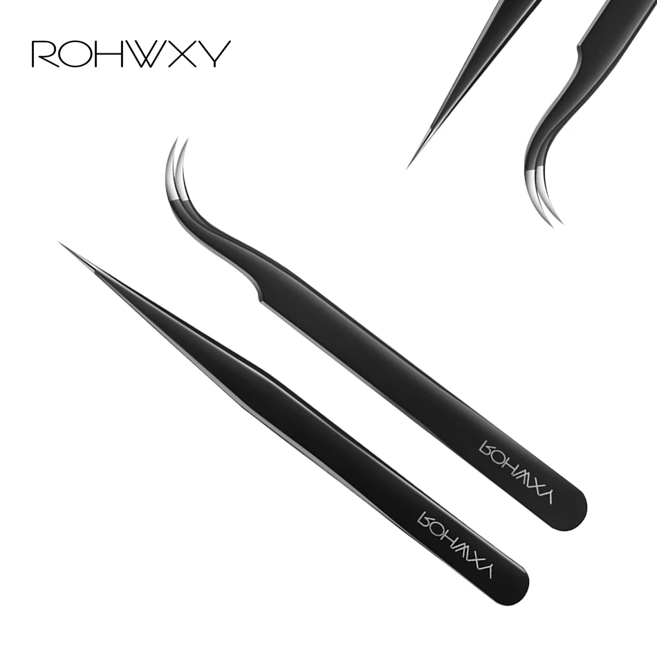 Пинцет для наращивания ресниц ROHWXY из нержавеющей стали прямые изогнутые щипцы