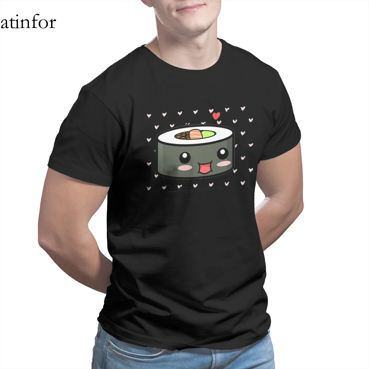 

Kawaii Sushi cute T-Shirt 100% Cotton Couples Matching Punk Kawaii Round Collar Men Clothing 22075