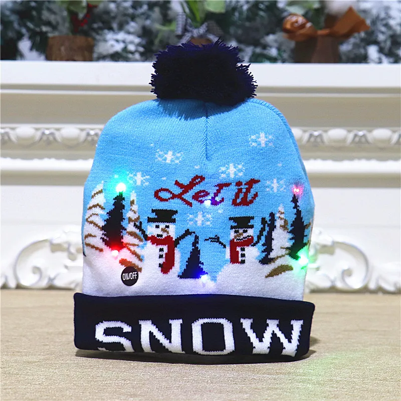 

ChristmasDecoration Adult Children's Knitted Hat,Colorful with Lights,Holiday Party Character Decoration,Childrens New YearGifts