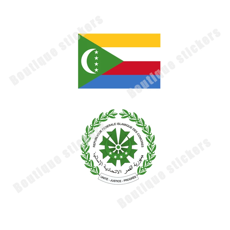 

Comoros Moroni Flag National Emblem Sticker Cartoon Beautiful Waterproof PVC Vinyl Sticker Bumper Window Windshield Accessories