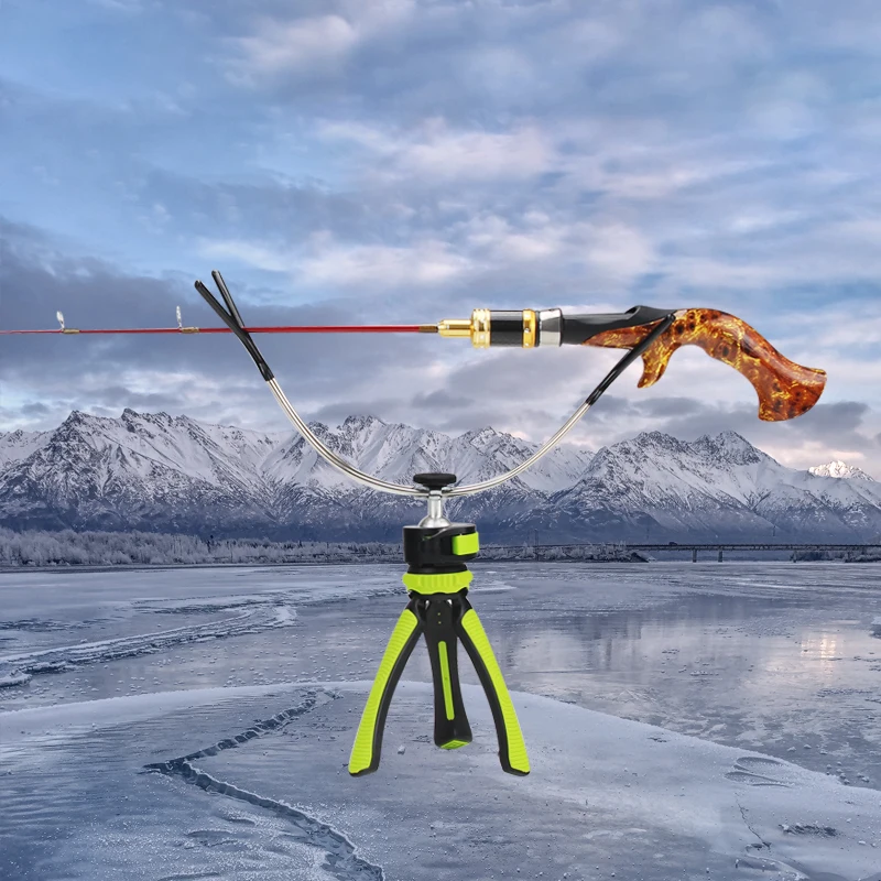 

Mosodo Telescopic Ice Fishing Rod Holder Rotating Winter Fishing Pole Bracket Stainless Steel Foldable Tripod Rod Stand Support
