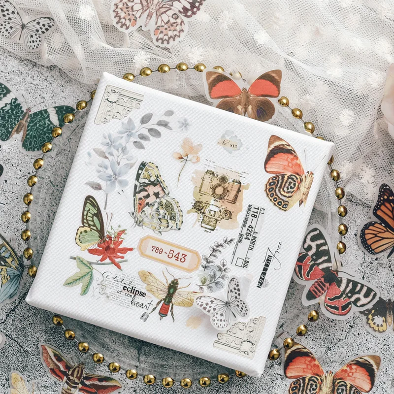 

Vintage Colorful Butterfly Sticker DIY Junk Journal Craft Diary Happy Planner Creative Scrapbooking Decorative Stickers