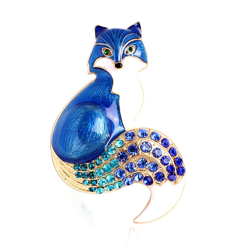 

1PC New Fashion Animals Rhinestone 6 Colors Elegant Simple Female Brooch Drop Oil Fox Brooches Enamel Animal Pin Coat Jewelry