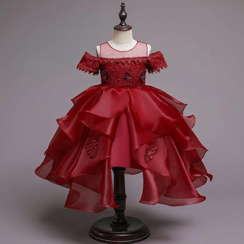 Платье с бусинами и открытыми плечами для девочек на день рождения|Цветочные