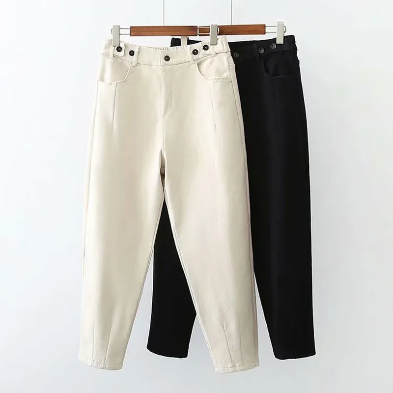 

Женские осенне-зимние брюки 2021, женские шаровары с высокой эластичной талией, элегантные брюки, женские теплые толстые длинные брюки в офис...