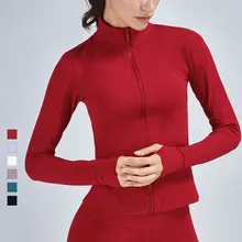 Chaqueta de correr para mujer, abrigo de Fitness de manga larga, Tops cortos Con agujeros para los pulgares, chaqueta Bomber blanca para gimnasio, mallas para correr, 2021 (2)