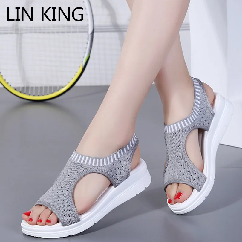 LIN KING/женские сандалии размера плюс 45 Новинка 2020 года Женская обувь Женские